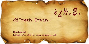 Éreth Ervin névjegykártya